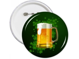 Broches Diythinker Beer Trevo de Quatro Folhas Redondo Amarelo Irlanda Dia São Patrício Broche/botão Decoração