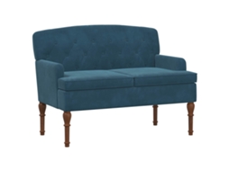Vidaxl Sofá De Dois Lugares Com Botão Acolchoado Azul 111 X 65 X 79 Cm