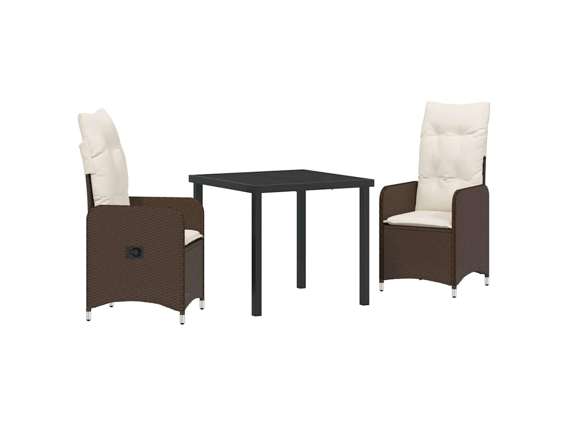 Conjunto de Jantar para Jardim 3 Pcs Castanho Vime Pe MAISON EXCLUSIVE