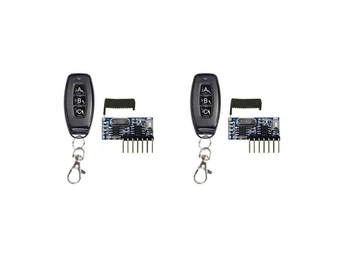 Conjunto De 2 Módulos De Controle Remoto Sem Fio Rf De 433 Mhz E 5 V Com Transmissor E Receptor De 4 Vias E 3 Botões (rx480-4ch).