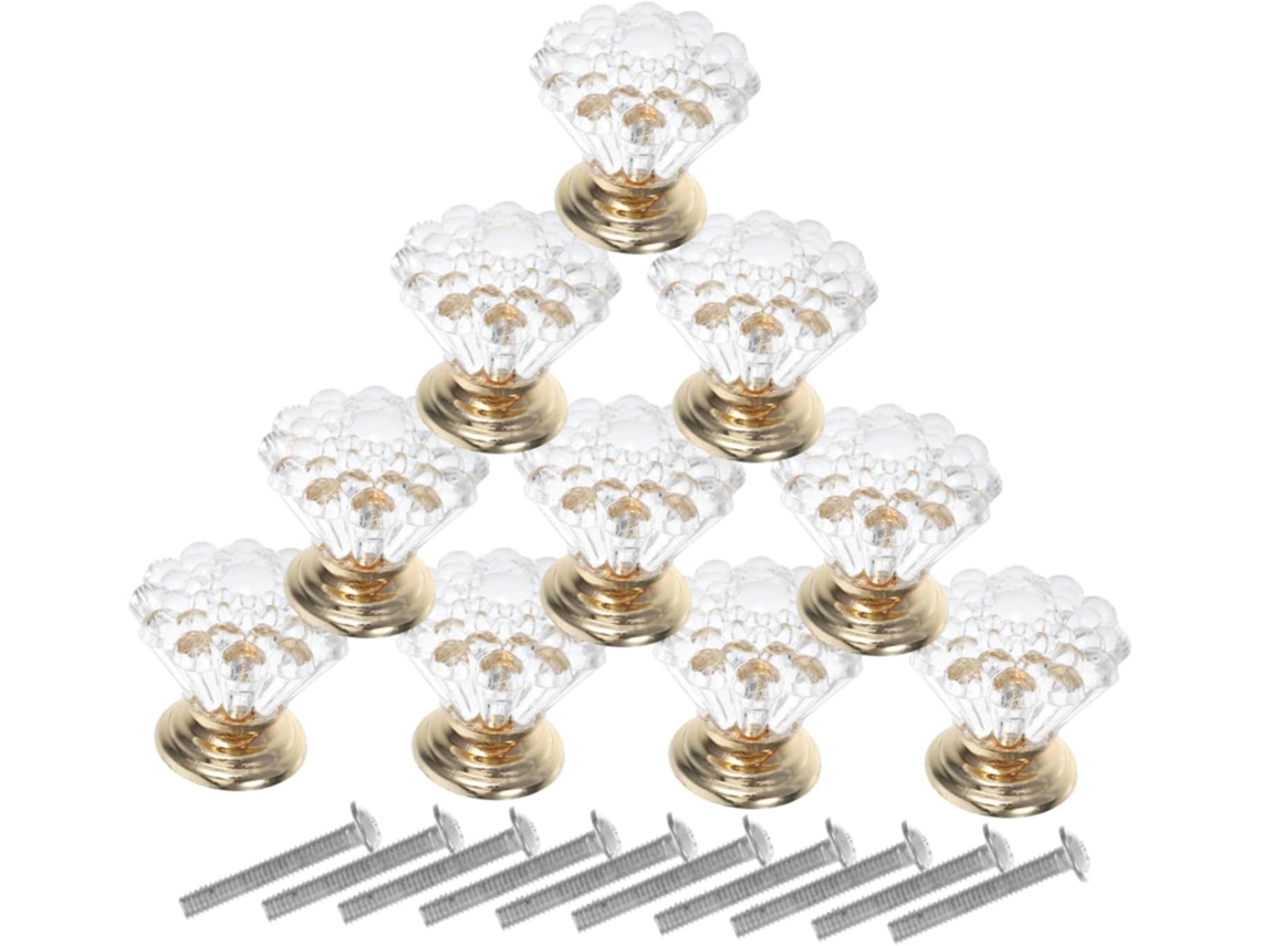 Conjunto De 10 Puxadores Cristal Acrílico Para Gavetas Cômoda, Puxadores De Armário Com Furo Único, Fácil Instalação