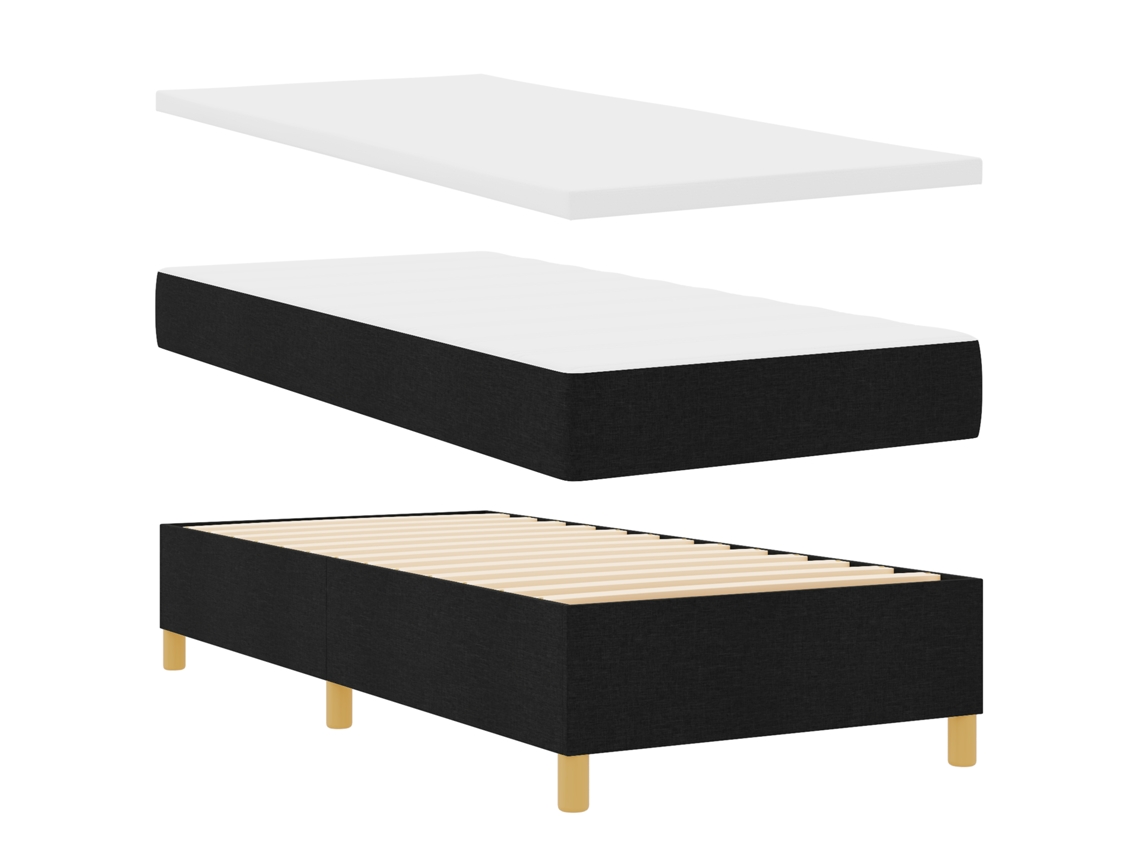 Conjunto 1 Cama Box Vidaxl Preto Poliéster (200 X 90 Cm)