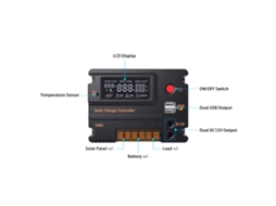 Controlador de carga solar Primerox Pwm 10a 12v/24v com LCD e proteção automática
