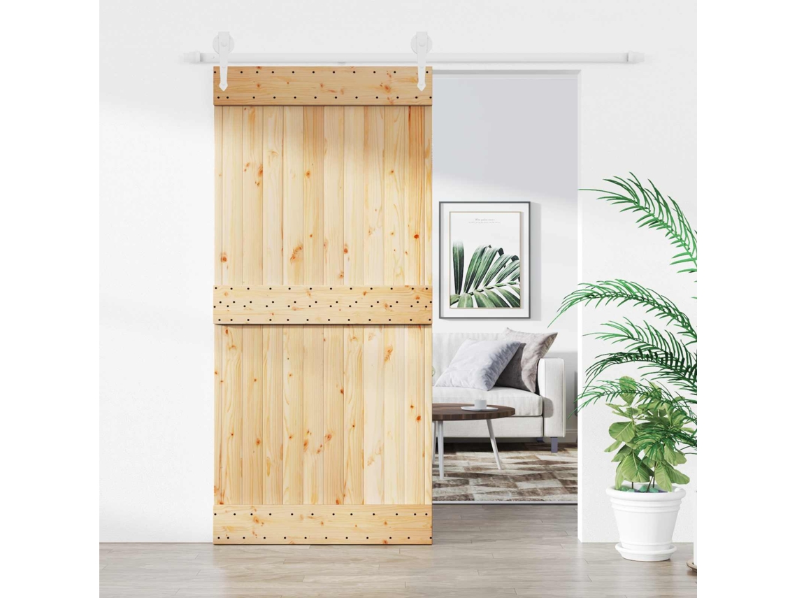 Vidaxl Porta Deslizante Natural E Branco 95 X 210 Cm