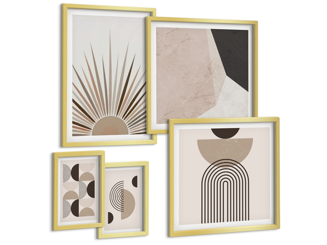 Conjunto De Pinturas Formas Geométricas Abstratas Espelharte (5 Peças)