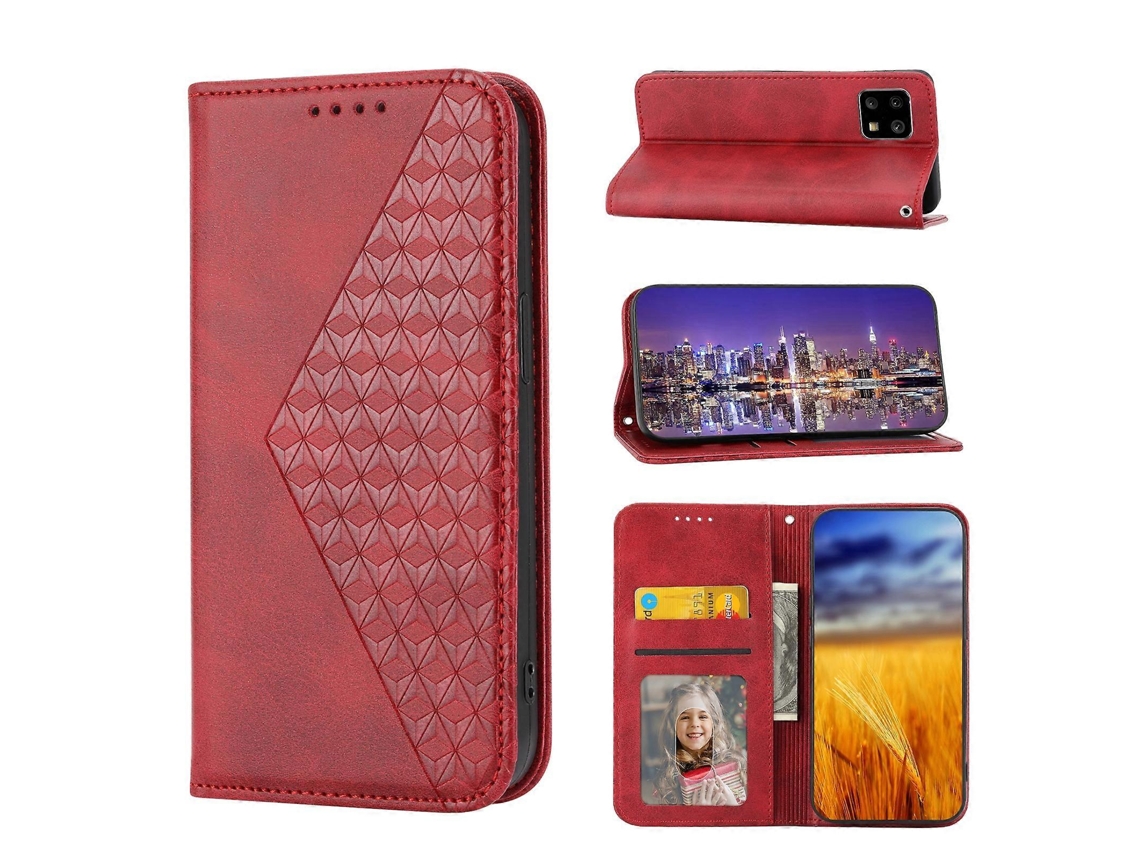 Capa De Couro Magnética Com Textura De Bezerro E Grade Cúbica Para Motorola Moto G Stylus 5g 2023