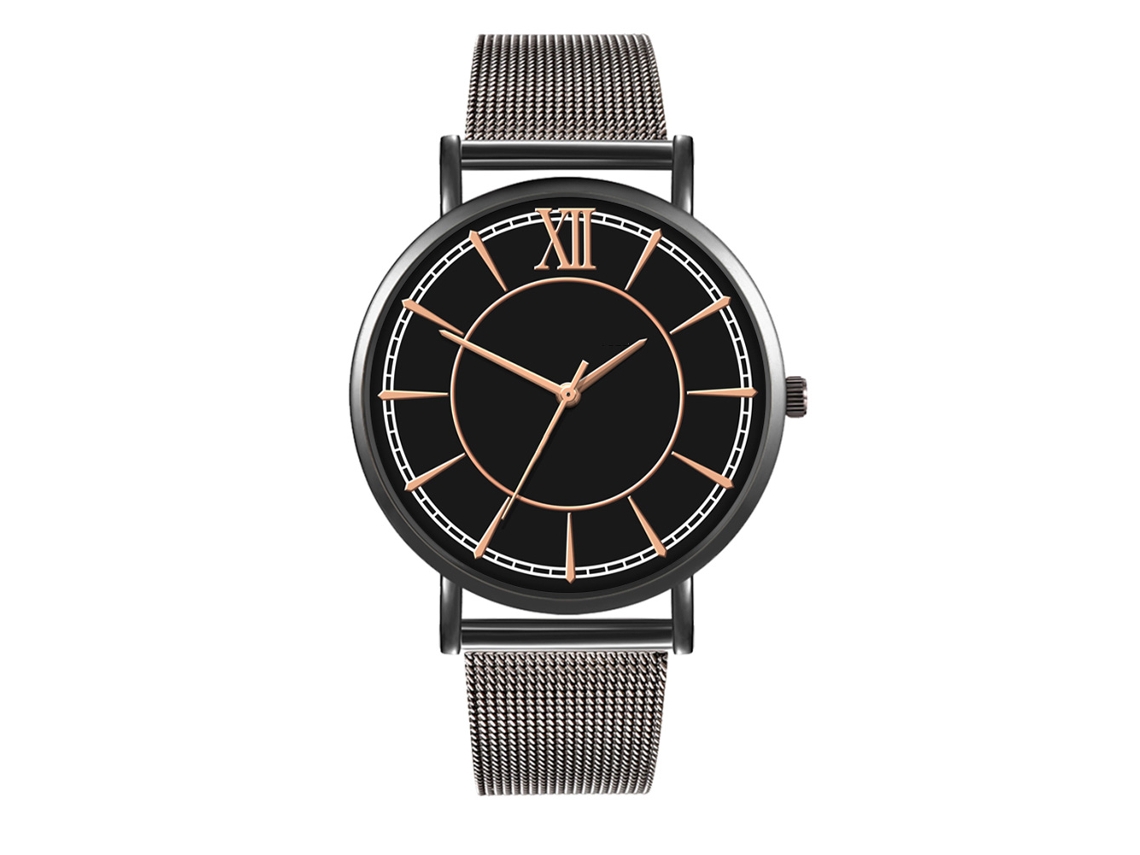 Reloj De Moda Para Parejas Con Correa De Malla Dial Redondo Cuarzo Unisex