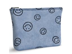 2026-bolsa De Maquiagem Smile Print Para Mulheres, Bolsa Cosmética De Viagem De Pana Azul