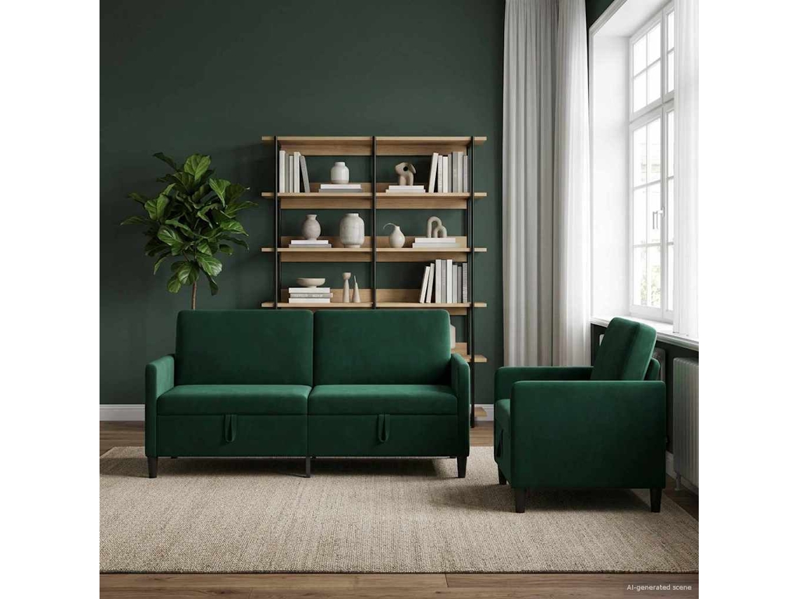 Vidaxl Conjunto De Sofá Com Armazenamento 2 Unid. Verde-escuro