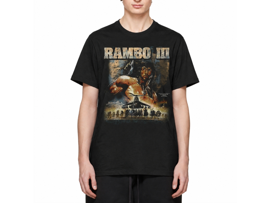 Rockinstone Rambo 3 Chopper Poster Smoke T-shirt Size:m