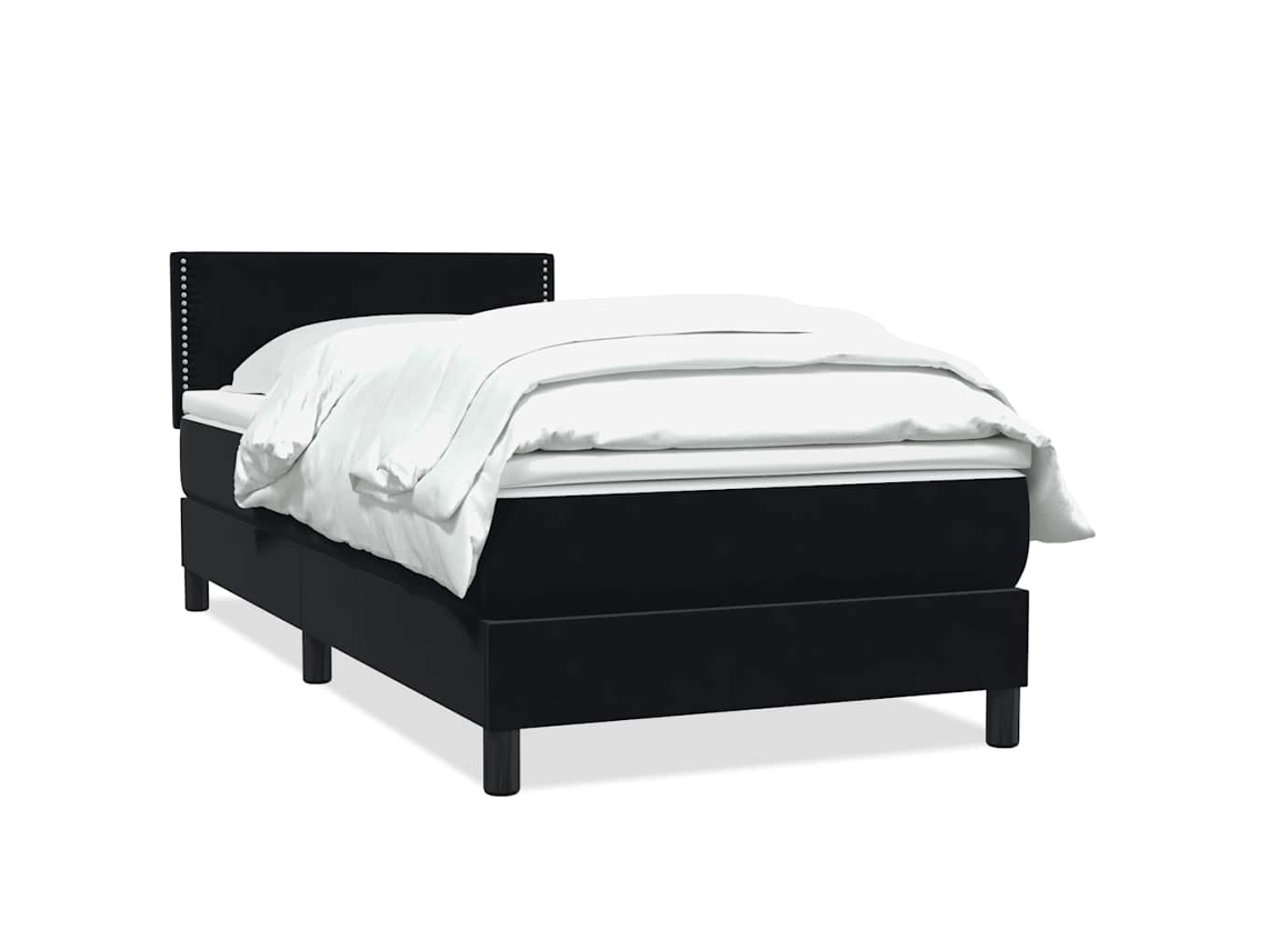 Cama Box Spring com Colchão 90x210 Cm Veludo Preto MAISON EXCLUSIVE