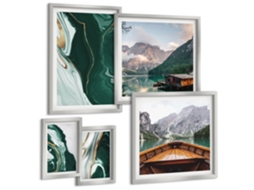 Galeria De Pinturas Murais Amalfi, Positano E Capri Moldura Prateada Pinturas De Quarto Espelharte (conjunto De 5 Imagens)