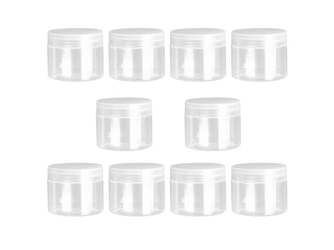 Rebe 10 Recipientes de Plástico Transparentes para Licores, Loción, Viaje, Maquillaje Y Pot Jars 5,9*5,9*3,6cm Blanco