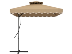 Guarda sol cantilever com teto duplo manivela e base cruz 2,5x2,5m caqui DECORALAR TECH
