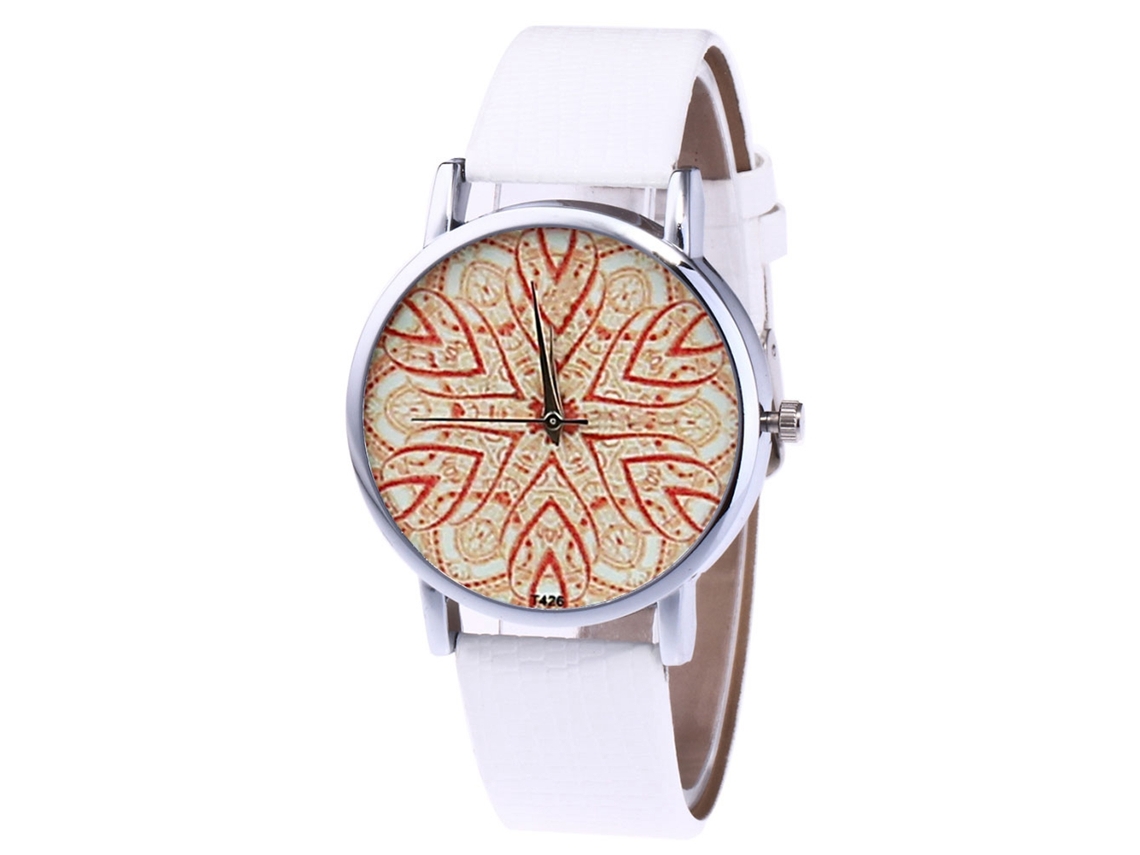 Relógio de quartzo casual Zhoulianfa para mulheres e homens com pulseira de PU branca