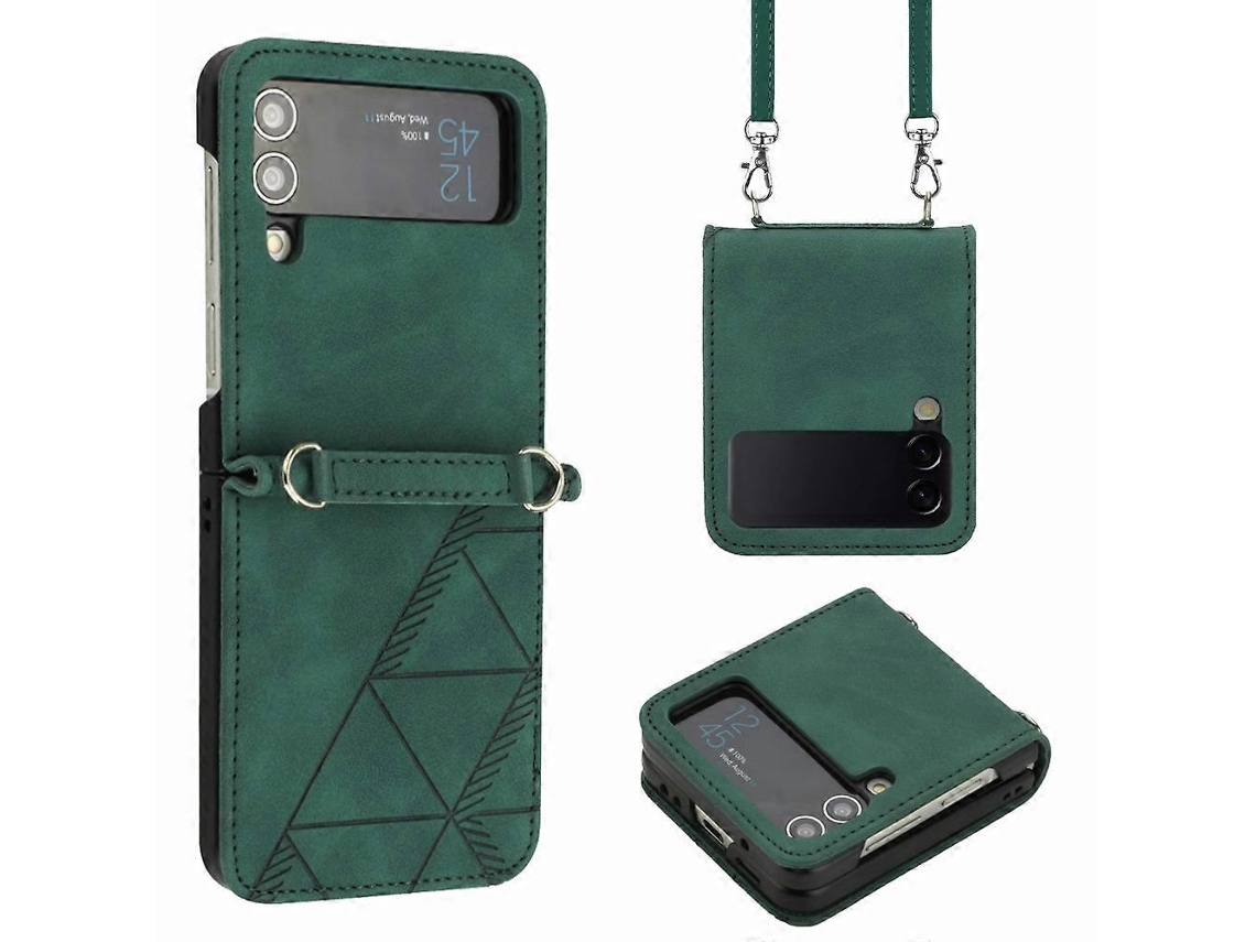 Capa De Couro Com Relevo 3d Para Samsung Galaxy Z Flip3 5g Crossbody