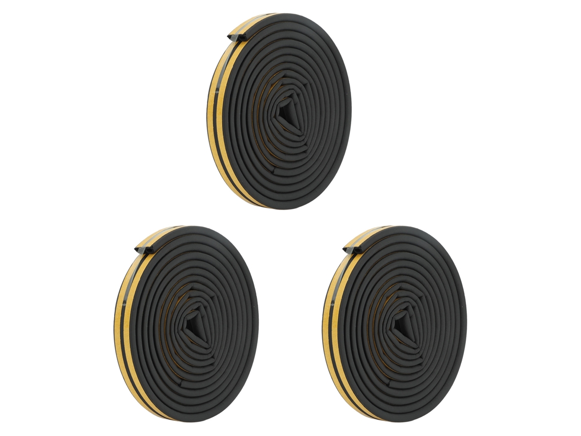 Conjunto de 3 peças de fita de vedação para portas e janelas com adesivo isolante, absorção de impacto e acústica para garagem.