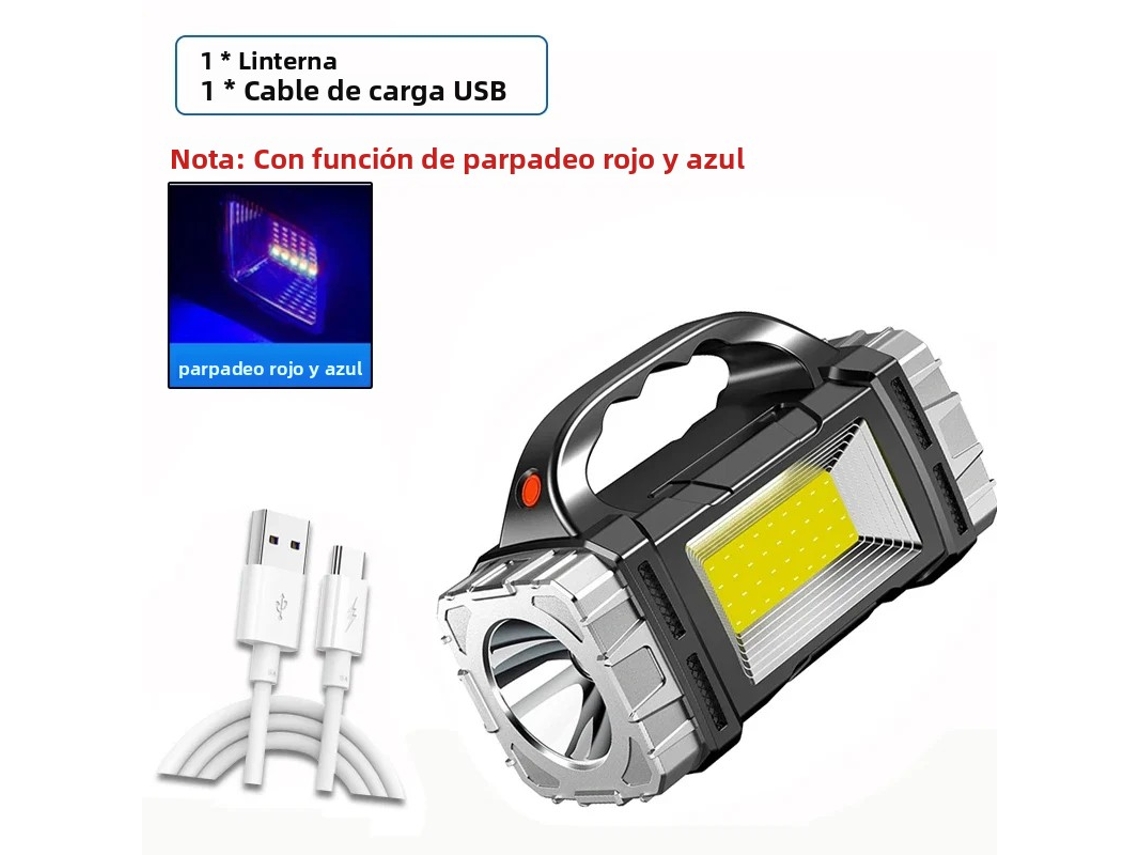 Lanterna Led Recarregável de Alta Potência, Multifuncional e Portátil, com Luz Lateral e À Prova D'água. MDUG (prateado)