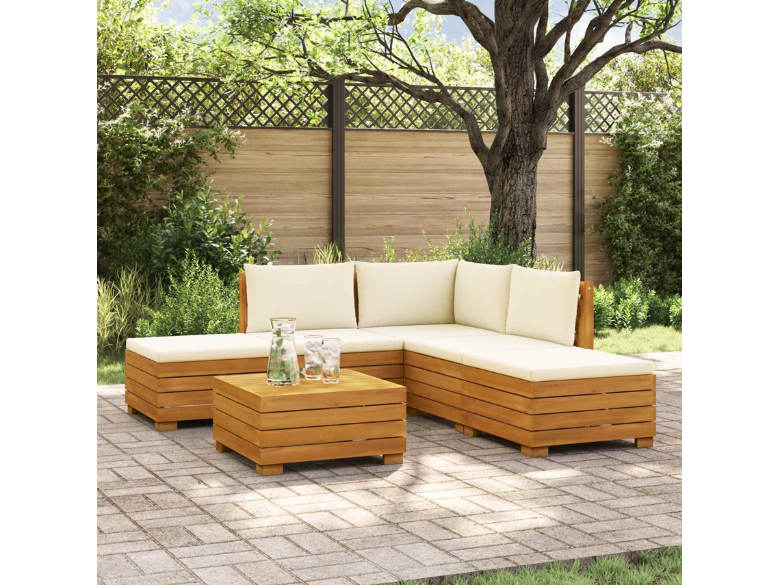 Vidaxl Conjunto De Sofás Para Exterior Com Almofada 6 Peça Castanho