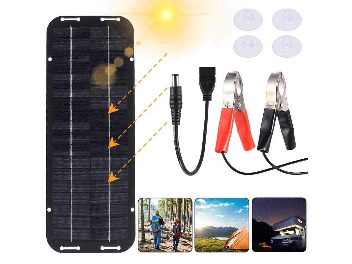Carregador de Painel Solar 30 W , Adequado para Barcos, Carros e Autocaravanas BRILVIBERA (12 V)