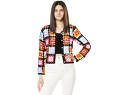 Colete Curto Feminino De Renda Com Mangas, Cardigã Com Botões, Jaqueta Leve E Elegante Para Usar Sobre Outras Peças.