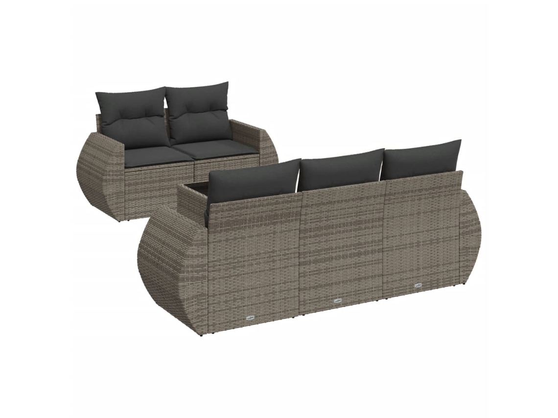Conjunto de 6 Sofás de Jardim com Almofadões Vime Cinzento MAISON EXCLUSIVE (80x200 cm)