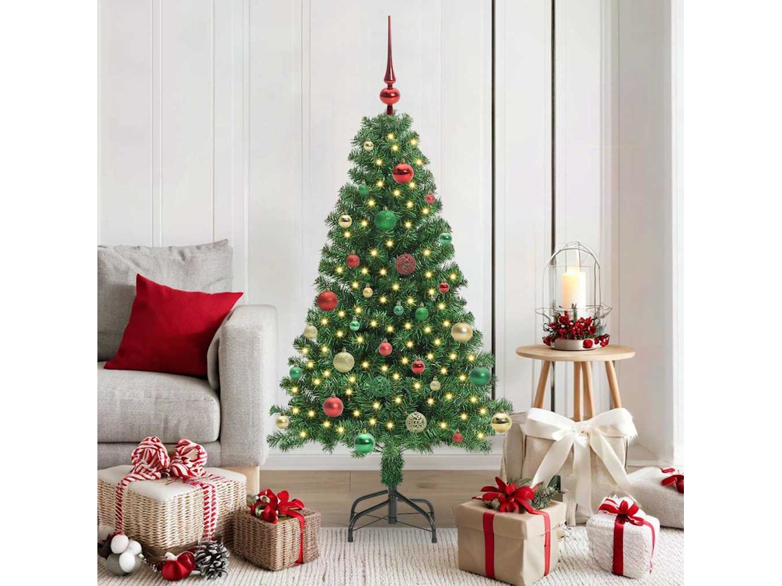 Vidaxl Árvore De Natal Artificial Verde 150 Cm Pvc, Aço E Plástico