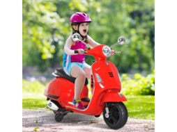 Mota Elétrica para Crianças com Licença Vespa com Música Velocidade 2 3 Km/h e Buzina 102x50,5x75,5 Cm Vermelha