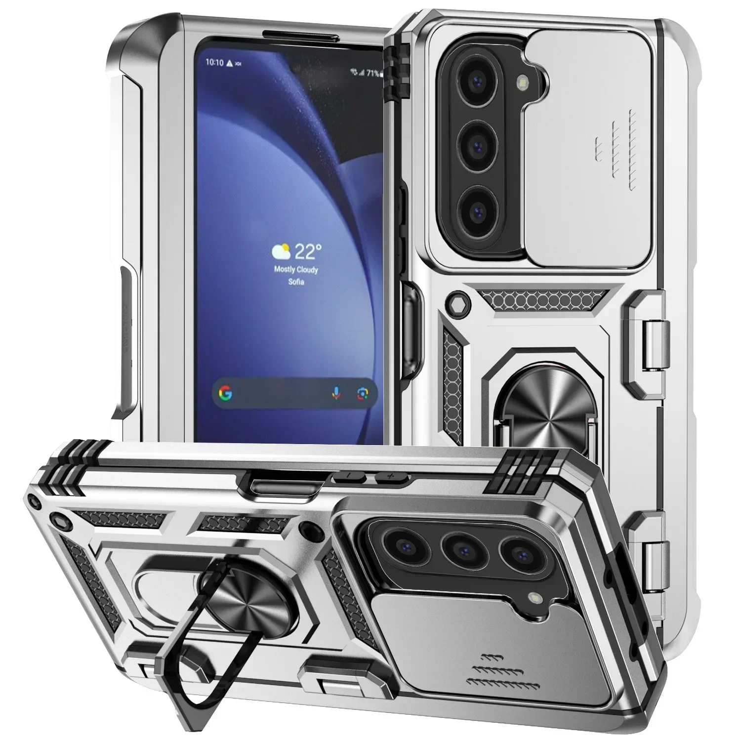 (prateado, Galaxy Z Fold4) Capa Dobrável Para Celular, Suporte Magnético, Proteção Contra Quedas, Proteção Deslizante Para A Lente.