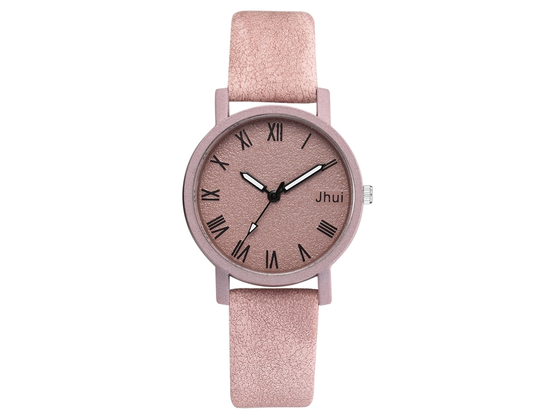 Relógio Feminino de Quartzo com Pulseira de Pu, Dial Redondo, Estilo Simples (rosa)