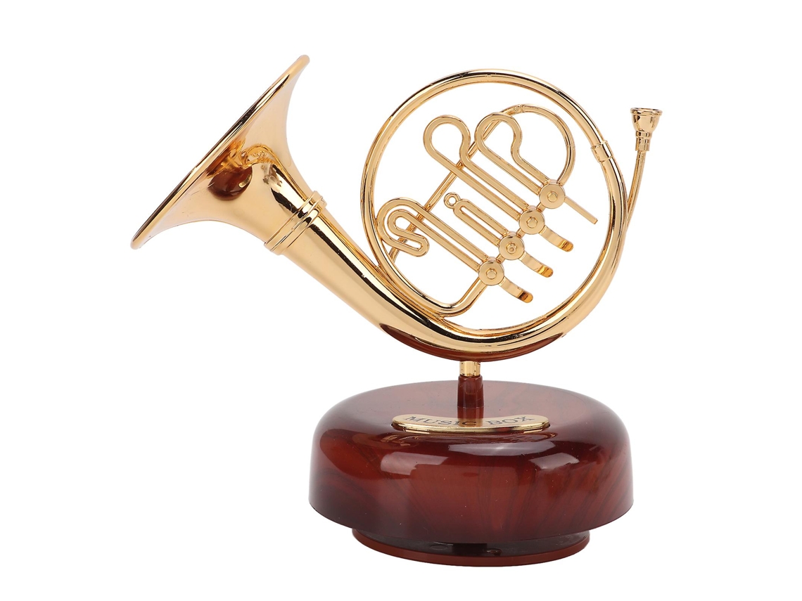 Ornamento de Trompa Francesa Clássico em Miniatura para Caixa Música Alice AQUAFORGE