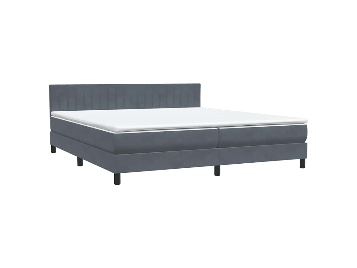 Cama com Molas e Colchão Veludo Cinzento Escuro MAISON EXCLUSIVE (180x210 cm)