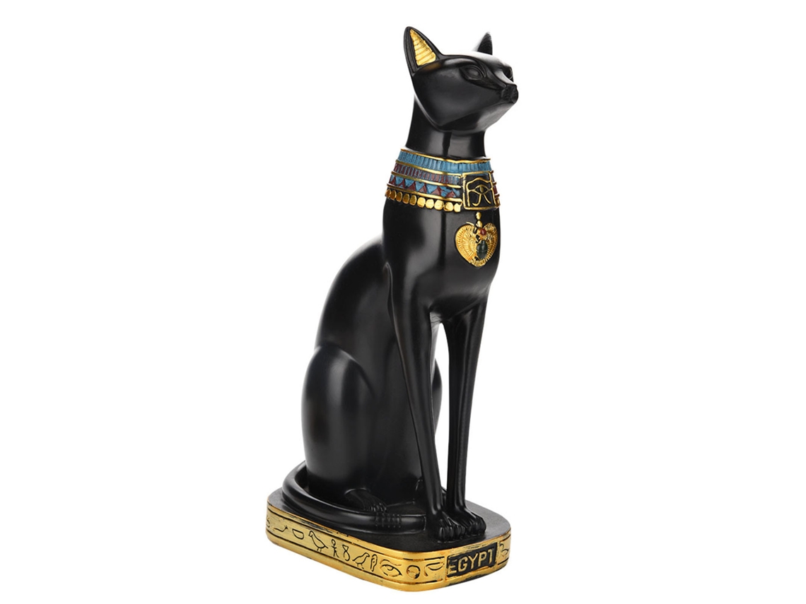 Estátua de gato egípcio Bastet em resina decorativa S/MARCA