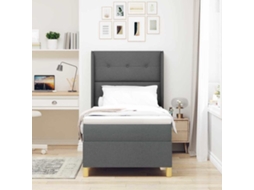 Vidaxl Cama Box Com Cabeceira Cinza Escuro 90 X 200 Cm Tecido