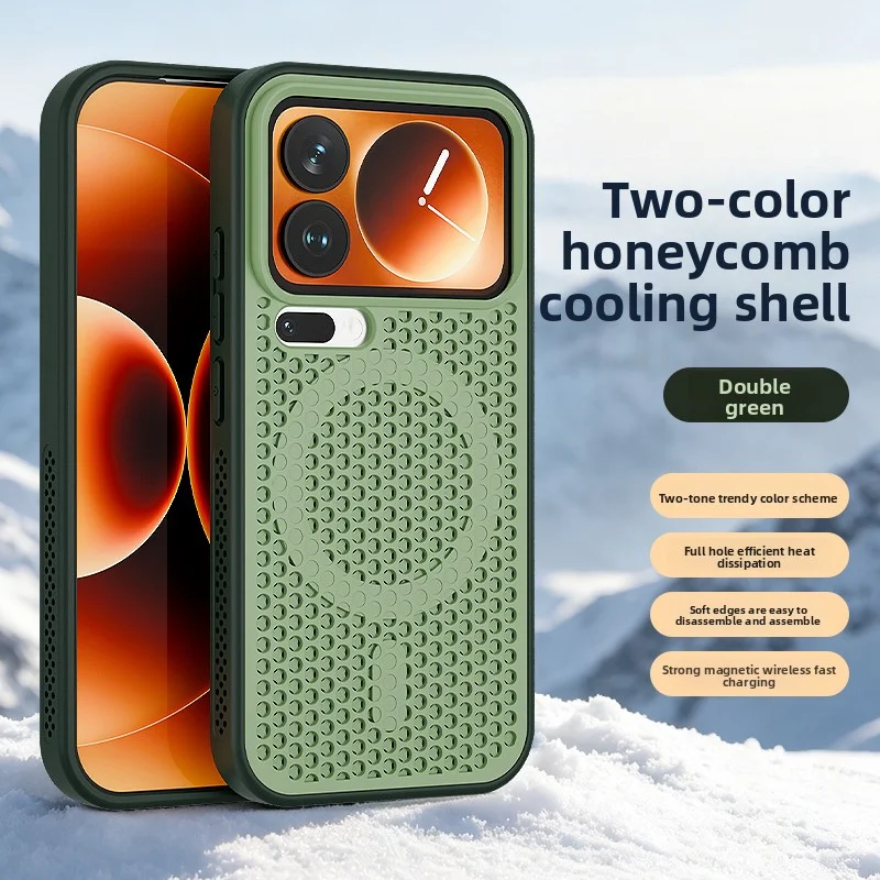 Capa Traseira Protetora Magnética Térmica De Silicone Rígido (verde Xiaomi 17 Pro Max)
