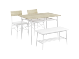Conjunto Jantar 4p, Mesa + 2 Cadeiras + Banco, Carvalho.-qq