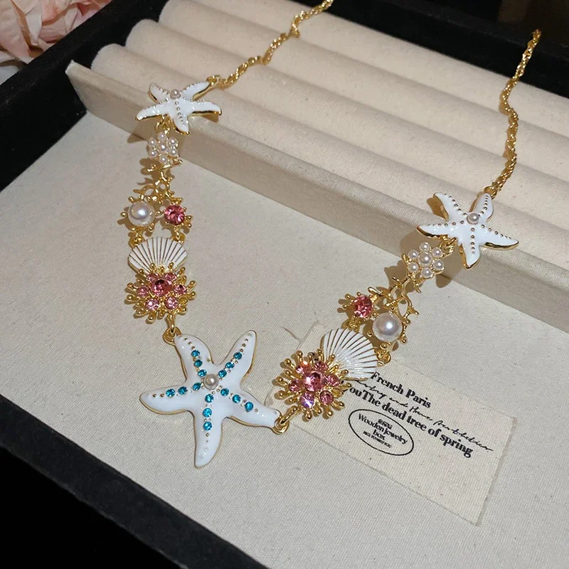 (colar Branco) Pingente De Pérola Com Flor Colorida Em Estilo Boêmio Casual De Verão