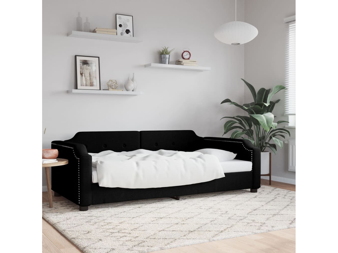Vidaxl Sofá-cama 80x200 Cm Tecido Preto
