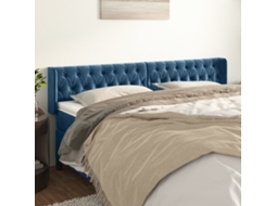 Cabecero con Alas de Terciopelo 203x16x78/88cm Azul Oscuro