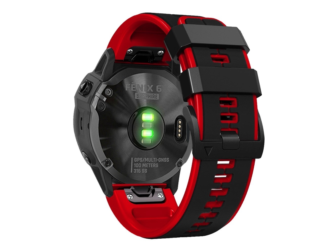 Bracelete Silicone 26Mm Duas Cores para Garmin Enduro/Tactix Delta/Tactix 7 Pro Pin Preto/Vermelho