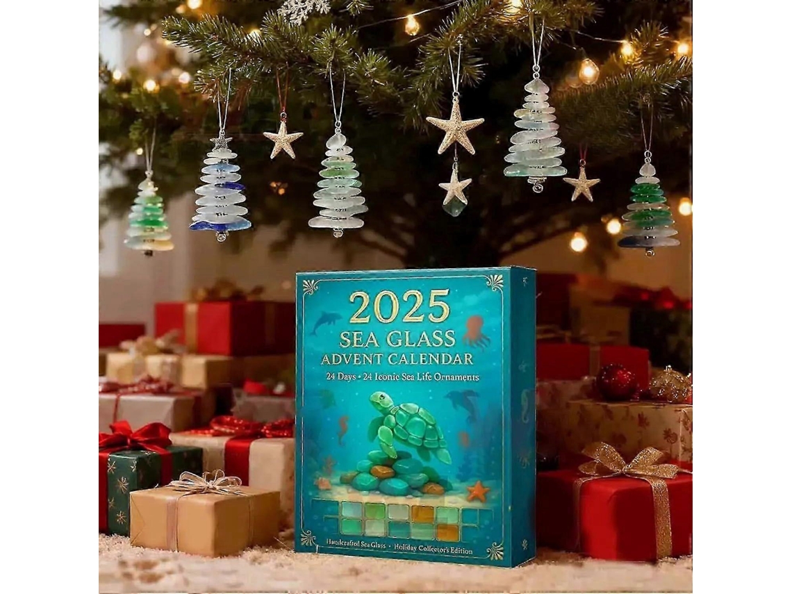 Calendário Do Advento Com 24 Enfeites De Vidro Do Mar