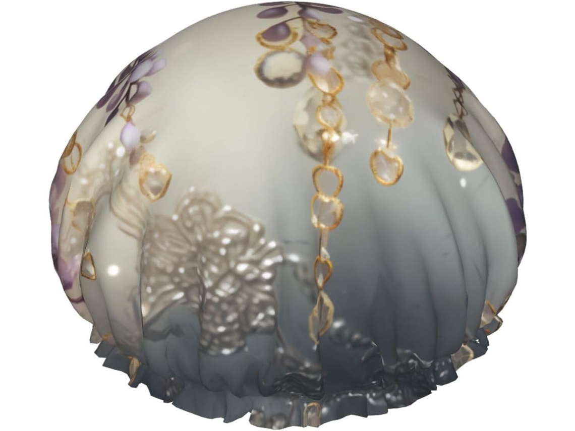 Touca De Banho Crystal Violet Flower Para Mulheres, Impermeável, Reutilizável, Com Cordão Elástico Lavável, Adequada