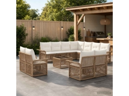 Vidaxl Conjunto De Sofá De Jardim 12 Unid. Bege E Branco Creme Vime Pe