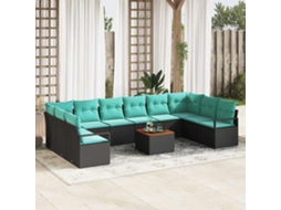 Vidaxl Conjunto De Sofá De Jardim 11 Unid. Preto Vime Pe