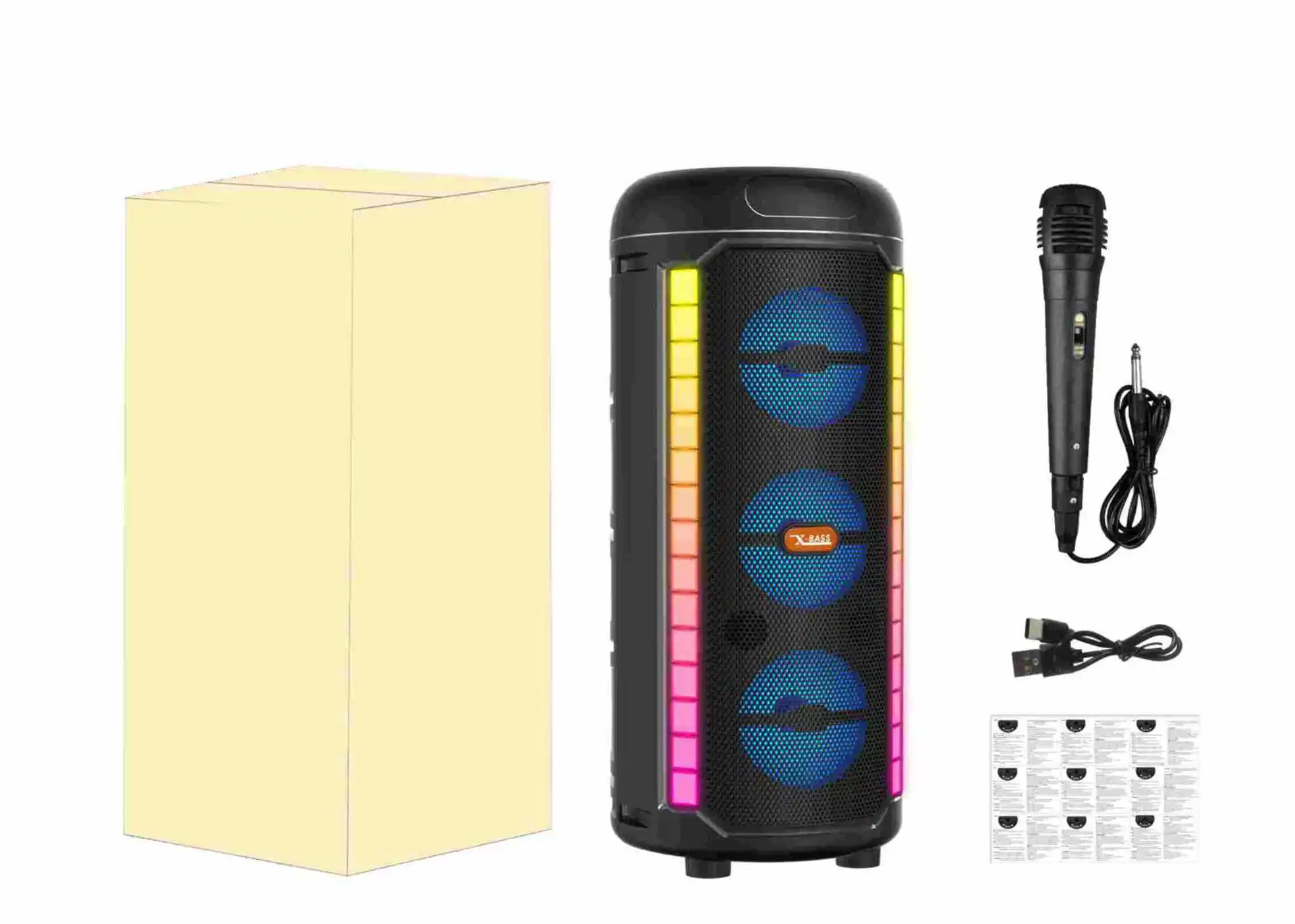 Caixa de Som Bluetooth MDUG de Alta Qualidade com 60w, Graves Potentes e Luz Led