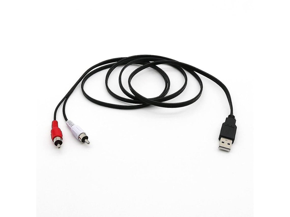 Portable Usb A Male To 2x Rca Phono Male Av Cable Tv Aux Audio Video