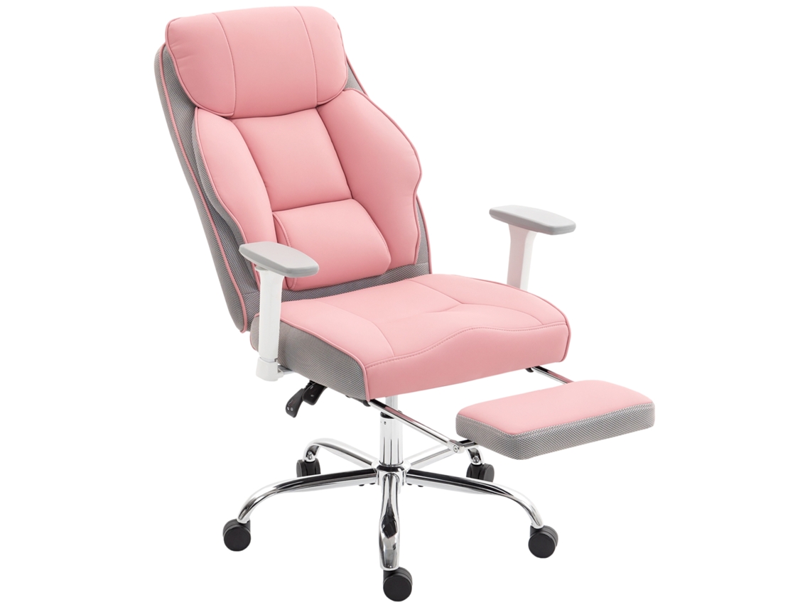 Cadeira Executiva Rosa De Couro Pu, Reclinável 135°, 150kg, Giratória