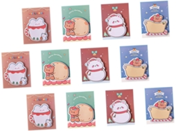Conjunto de 12 blocos de notas adesivas natalinas com estampa de desenho animado, decoração festiva para casa, escritório e escola.