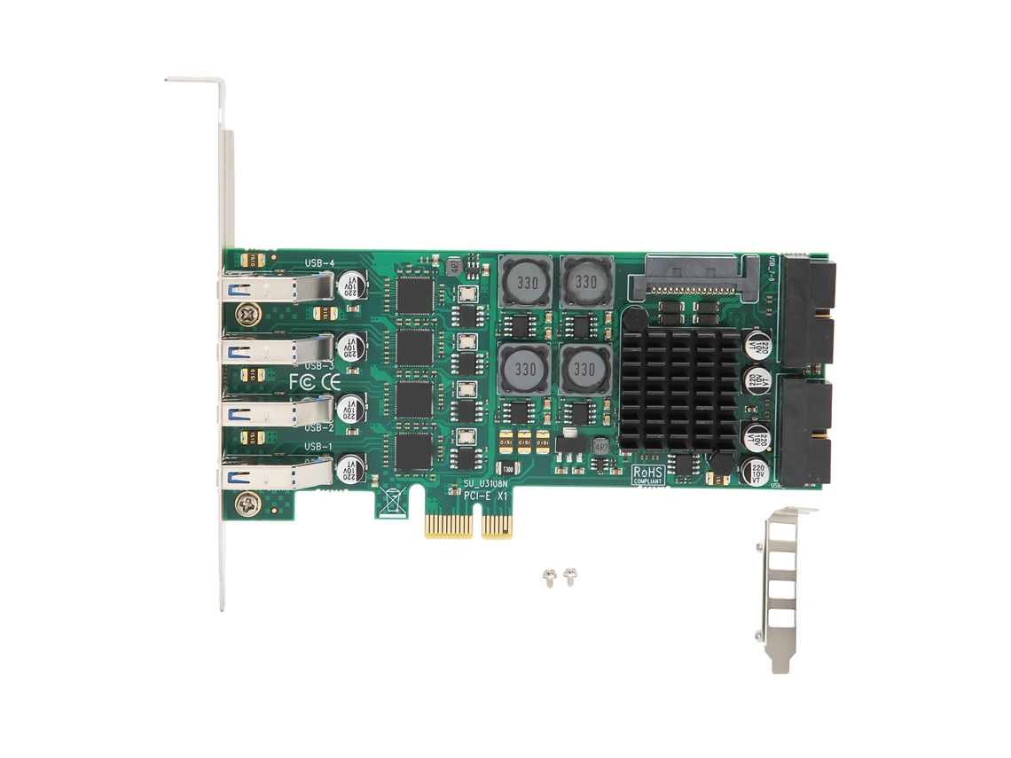 Placa De Expansão Pcie Para Usb 3.0 4 Canais 5gbps 4 Portas Usb3.0 2x19pin