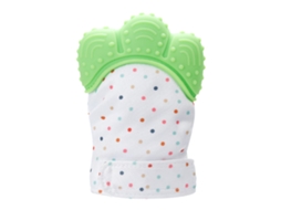 Primerox luva de Dentição Silicone Segura Bebê Previne Arranhões Estimula Som Brinquedo Verde